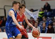 25 January 2017; Cameron McCormack of St Aidans CBS in action against Michael Lynch of Colaiste Choilm Ballincollig during the Subway All-Ireland Schools U19A Boys Cup Final match between Colaiste Choilm Ballincollig and St Aidans CBS at the National Basketball Arena in Tallaght, Co Dublin. Photo by Eóin Noonan/Sportsfile