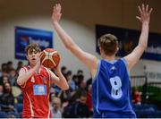 25 January 2017; Cameron McCormack of St Aidans CBS in action against Jack Murphy of Colaiste Choilm Ballincollig during the Subway All-Ireland Schools U19A Boys Cup Final match between Colaiste Choilm Ballincollig and St Aidans CBS at the National Basketball Arena in Tallaght, Co Dublin. Photo by Seb Daly/Sportsfile