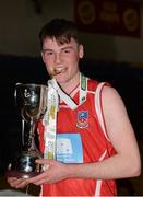 25 January 2017; St Aidans CBS captain Brian Ashton with the cup after the Subway All-Ireland Schools U19A Boys Cup Final match between Colaiste Choilm Ballincollig and St Aidans CBS at the National Basketball Arena in Tallaght, Co Dublin. Photo by Eóin Noonan/Sportsfile