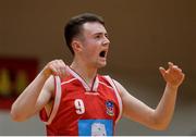 25 January 2017; Emmet Lawless of St Aidans CBS ceebrates after scoring a basket for his side during the Subway All-Ireland Schools U19A Boys Cup Final match between Colaiste Choilm Ballincollig and St Aidans CBS at the National Basketball Arena in Tallaght, Co Dublin. Photo by Eóin Noonan/Sportsfile