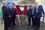 26 January 2017; An Taoiseach, Enda Kenny T.D., officially opening the new Sport Ireland National Indoor Arena in Dublin today, in the company of, from left, John Treacy, CEO, Irish Sports Council, Kieran Mulvey, Chairperson, Sport Ireland, Patrick O'Donovan, T.D., Minister of State for Tourism and Sport, Shane Ross, T.D., Minister for Transport, Tourism and Sport, and Cllr Darragh Butler, Mayor of Fingal. The state-of-the-art indoor training and events centre is situated at the heart of the Sport Ireland National Sports Campus and comprises a National Gymnastics Training Centre, National Indoor Athletics Training Centre and National Indoor Training Centre. Photo by Brendan Moran/Sportsfile