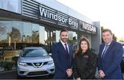 26 January 2017; Katie moves up a gear as she joins the Windsor Motor Group Ambassador Family. Pictured are Conal O'Gorman, Sales Manager, Windsor Bray Nissan, right, and Michael Dwyer, Sales Executive, Windsor Bray Nissan, with professional boxer Katie Taylor after Windsor Bray Nissan presented her with a Nissan X-Trail at Windsor Bray Nissan in Bray, Co. Wicklow. Photo by Stephen McCarthy/Sportsfile