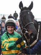 26 January 2017; Jockey Barry Geraghty with Bon Papa after winning the Langton House Hotel Maiden Hurdle at the Gowran Park Races in Gowran Park, Co. Kilkenny. Photo by Matt Browne/Sportsfile