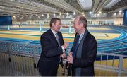 26 January 2017; An Taoiseach, Enda Kenny T.D., with Shane Ross, T.D., Minister for Transport, Tourism and Sport, at the official opening of the new Sport Ireland National Indoor Arena in Dublin today. The state-of-the-art indoor training and events centre is situated at the heart of the Sport Ireland National Sports Campus and comprises a National Gymnastics Training Centre, National Indoor Athletics Training Centre and National Indoor Training Centre. Photo by Brendan Moran/Sportsfile