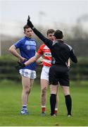 26 January 2017; Kieran Murphy of Cork Institute of Technology is shown a black card by referee John Hickey during the Independent.ie HE Sigerson Cup Preliminary Round match between Garda College and Cork Institute of Technology at Templemore in Co. Tipperary. Photo by Sam Barnes/Sportsfile