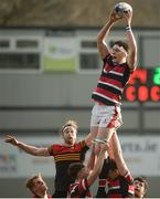 26 January 2017; David Motyer of Wesley College secures a lineout during the Bank of Ireland Vinnie Murray Cup semi-final match between Wesley College and CBC Monkstown at Donnybrook Stadium in Dublin. Photo by Cody Glenn/Sportsfile