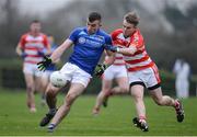 26 January 2017; Peter Kelleher of Garda College in action against Daniel Meaney of Cork Institute of Technology during the Independent.ie HE Sigerson Cup Preliminary Round match between Garda College and Cork Institute of Technology at Templemore in Co. Tipperary. Photo by Sam Barnes/Sportsfile