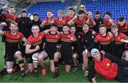 26 January 2017; CBC Monkstown team-mates celebrate following the Bank of Ireland Vinnie Murray Cup semi-final match between Wesley College and CBC Monkstown at Donnybrook Stadium in Dublin. Photo by Cody Glenn/Sportsfile