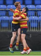 26 January 2017; Conor Fulham, left, celebrates scoring a second half try with team-mate Cormac Foley during the Bank of Ireland Fr Godfrey Cup semi-final match between Temple Carrig and St Mary's Diocesan School Drogheda at Donnybrook Stadium in Dublin. Photo by Cody Glenn/Sportsfile