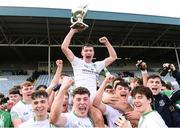 27 January 2017; St Peter's College, Wexford, captain Conor Firman lifts the cup as his team-mates celebrate after the Top Oil Leinster Colleges Senior A Football Final match between Moate Community School and St. Peter's College at O'Moore Park in Portlaoise, Co. Laois. Photo by Matt Browne/Sportsfile