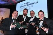 27 January 2017; Sportsfile photographers, from left to right, Brendan Moran, Stephen McCarthy, Diarmuid Greene and Ramsey Cardy with their awards at the Press Photographers Association of Ireland Awards 2017 at the Ballsbridge Hotel in Ballsbridge, Co. Dublin. Photo by Ray McManus/Sportsfile