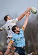 28 January 2017; Greg Jones of UCD in action against Brian Hayes of Cork Constitution during the Ulster Bank League Division 1A match between UCD and  Cork Constitution at Belfield Bowl in UCD, Belfield, Dublin. Photo by Seb Daly/Sportsfile
