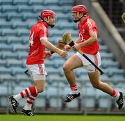 25 June 2011; Cian McCarthy, right, Cork, celebrates after scoring his side's first goal with team-mate Paudie O'Sullivan. GAA Hurling All-Ireland Senior Championship Phase 1, Cork v Offaly, Pairc Ui Chaoimh, Cork. Picture credit: Brendan Moran / SPORTSFILE