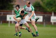 25 June 2011; Kevin Cosgrove, Fermanagh, in action against Sean McVeigh, London. GAA Football All-Ireland Senior Championship Qualifier Round 1, London v Fermanagh, Emerald Park, Ruislip, London, England. Picture credit: Andrew Cowie / SPORTSFILE