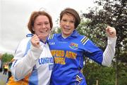 25 June 2011; Longford supporters Lorraine and Sinead Corrigan, from Lonford town, Co. Longford, before the game. GAA Football All-Ireland Senior Championship Qualifier Round 1, Cavan v Longford, Kingspan Breffni Park, Co. Cavan. Picture credit: David Maher / SPORTSFILE