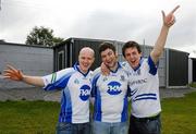 25 June 2011; Monaghan supporters, left to right, Eugene Quigley, Colin Doyle and John Joe Mahon, from Aghabog, Co. Monaghan, before the game. GAA Football All-Ireland Senior Championship Qualifier Round 1, Offaly v Monaghan, O'Connor Park, Tullamore, Co. Offaly. Picture credit: Dáire Brennan / SPORTSFILE