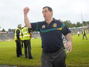 25 June 2011; Meath manager Seamus McEnaney celebrates after the game. GAA Football All-Ireland Senior Championship Qualifier Round 1, Louth v Meath, Kingspan Breffni Park, Co. Cavan. Photo by Sportsfile