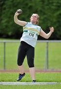26 June 2011; Eventual winner Shauna Daly, from St. Abbans A.C., in action during the the Junior Womens Shot Putt at the Woodie’s DIY Junior and U23 Championships. Tullamore Harriers AC, Tullamore, Co. Offaly. Picture credit: Barry Cregg / SPORTSFILE