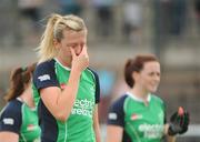 26 June 2011; Ireland's Emma Clarke shows her disappointment after the final whistle. ESB Electric Ireland Champions Challenge Finals, Ireland v South Africa, National Hockey Stadium, UCD, Belfield, Co. Dublin. Picture credit: Ray Lohan / SPORTSFILE