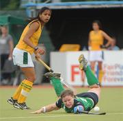 26 June 2011; Shirely McCay, Ireland, in action against South Africa's Marsha Marescia. ESB Electric Ireland Champions Challenge Finals, Ireland v South Africa, National Hockey Stadium, UCD, Belfield, Co. Dublin. Picture credit: Ray Lohan / SPORTSFILE