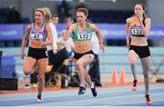29 January 2017; Sophie Becker of St Joseph's AC, Co Kilkenny, 172, on her way to winning the U23 Women 60m final, ahead of Katie Berney of Dundrum South Dublin AC, Co Dublin, 47, and Cliodhna Manning of Kilkenny City Harriers AC, Co Kilkenny, 133, during the Irish Life Health National Junior & U23 Indoor Championships at AIT International Arena in Athlone, Co Westmeath. Photo by Sam Barnes/Sportsfile