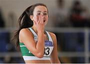 29 January 2017; Ciara Neville of Emerald AC, Co Limerick, reacts after winning the Junior Women's 60m final during the Irish Life Health National Junior & U23 Indoor Championships at AIT International Arena in Athlone, Co Westmeath. Photo by Sam Barnes/Sportsfile