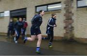 29 January 2017; Dublin players run out ahead of the Lidl Ladies Football National League Round 1 match between Dublin and Monaghan at Naomh Mearnóg in Portmarnock, Co Dublin. Photo by David Fitzgerald/Sportsfile