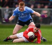 29 January 2017; Derek Maguire of Louth in action against Conor McHugh of Dublin during the Bord na Mona O'Byrne Cup Final match between Louth and Dublin at the Gaelic Grounds in Drogheda, Co Louth. Photo by Ray McManus/Sportsfile