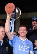 29 January 2017; Ciaran Reddin of Dublin celebrates with the cup after the Bord na Mona O'Byrne Cup Final match between Louth and Dublin at the Gaelic Grounds in Drogheda, Co Louth. Photo by Ray McManus/Sportsfile