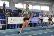 29 January 2017; Sophie Becker of St Joseph's A.C., Co Kilkenny on her way to winning her Women's U23 200m heat during the Irish Life Health National Junior & U23 Indoor Championships at AIT International Arena in Athlone, Co Westmeath. Photo by Sam Barnes/Sportsfile