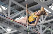 29 January 2017; Clodagh Walsh of Abbey Striders AC, Co Cork, competing in the Junior Women's Pole Vault during the Irish Life Health National Junior & U23 Indoor Championships at AIT International Arena in Athlone, Co Westmeath. Photo by Sam Barnes/Sportsfile