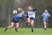 29 January 2017; Aoife McAnespie of Monaghan in action against Nicole Owens of Dublin during the Lidl Ladies Football National League Round 1 match between Dublin and Monaghan at Naomh Mearnóg in Portmarnock, Co Dublin. Photo by David Fitzgerald/Sportsfile