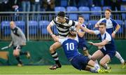 29 January 2017; Jake Robinson of Belvedere College is tackled by Aaron O'Neill of St Andrew's College during the Bank of Ireland Leinster Schools Senior Cup Round 1 match between St Andrew’s College and Belvedere College at Donnybrook Stadium in Dublin. Photo by Daire Brennan/Sportsfile