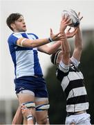 29 January 2017; Grellan Murray of Belvedere College wins a lineout ahead of Zola Henry of St Andrew’s College during the Bank of Ireland Leinster Schools Senior Cup Round 1 match between St Andrew’s College and Belvedere College at Donnybrook Stadium in Dublin. Photo by Daire Brennan/Sportsfile