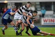 29 January 2017; Conor Doran of Belvedere College is tackled by Andrew Vincent of St Andrew's College during the Bank of Ireland Leinster Schools Senior Cup Round 1 match between St Andrew’s College and Belvedere College at Donnybrook Stadium in Dublin. Photo by Daire Brennan/Sportsfile
