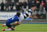 29 January 2017; Peter Maher of Belvedere College is tackled by Daragh Geraghty-Singleton of St Andrew's College during the Bank of Ireland Leinster Schools Senior Cup Round 1 match between St Andrew’s College and Belvedere College at Donnybrook Stadium in Dublin. Photo by Daire Brennan/Sportsfile