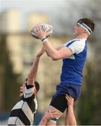 29 January 2017; Rory Simington of St Andrew’s College contests a lineout against Oran O'Brien of Belvedere College during the Bank of Ireland Leinster Schools Senior Cup Round 1 match between St Andrew’s College and Belvedere College at Donnybrook Stadium in Dublin. Photo by Daire Brennan/Sportsfile