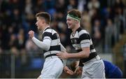 29 January 2017; Ruadhan Byron, right, of Belvedere College, congratulates Mark Donnelly, after Donnelly scored a try late in the game, during the Bank of Ireland Leinster Schools Senior Cup Round 1 match between St Andrew’s College and Belvedere College at Donnybrook Stadium in Dublin. Photo by Daire Brennan/Sportsfile