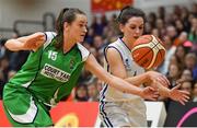 29 January 2017; Anna Pupin of Courtyard Liffey Celtics in action against Aine McKenna of Ambassador UCC Glanmire during the Hula Hoops Women's National Cup Final match between Team Ambassador UCC Glanmire and Courtyard Liffey Celtics at the National Basketball Arena in Tallaght, Co Dublin. Photo by Brendan Moran/Sportsfile