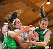 29 January 2017; Grainne Dwyer of Ambassador UCC Glanmire competes for possession with Aine O'Connor, left, and Anna Pupin of Courtyard Liffey Celtics during the Hula Hoops Women's National Cup Final match between Team Ambassador UCC Glanmire and Courtyard Liffey Celtics at the National Basketball Arena in Tallaght, Co Dublin. Photo by Brendan Moran/Sportsfile