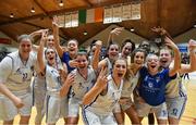 29 January 2017; The Ambassador UCC Glanmire team celebrate winning four in a row in the Hula Hoops Women's National Cup Final match between Team Ambassador UCC Glanmire and Courtyard Liffey Celtics at the National Basketball Arena in Tallaght, Co Dublin. Photo by Brendan Moran/Sportsfile