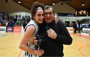 29 January 2017; Grainne Dwyer of Ambassador UCC Glanmire celebrates with her father Bill after the Hula Hoops Women's National Cup Final match between Team Ambassador UCC Glanmire and Courtyard Liffey Celtics at the National Basketball Arena in Tallaght, Co Dublin. Photo by Brendan Moran/Sportsfile