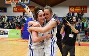 29 January 2017; MVP Grainne Dwyer, left, and Casey Grace of Ambassador UCC Glanmire celebrate after the Hula Hoops Women's National Cup Final match between Team Ambassador UCC Glanmire and Courtyard Liffey Celtics at the National Basketball Arena in Tallaght, Co Dublin. Photo by Brendan Moran/Sportsfile