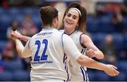 29 January 2017; Grainne Dwyer, right, and Katy Keating of Team Ambassador UCC Glanmire celebrate after the Hula Hoops Women's National Cup Final match between Team Ambassador UCC Glanmire and Courtyard Liffey Celtics at the National Basketball Arena in Tallaght, Co Dublin. Photo by Brendan Moran/Sportsfile