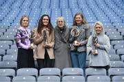 30 January 2017; Maol Muire Tynan, Head of Public Affairs, AIB, presents the 2016 AIB Camogie Club Players of the Year awards to, from left, Munster player of the year, Eimear McDonnell from Burgess-Duharra, Connacht player of the year Orlaith McGrath from Sarsfields, Ulster player of the year Aoife Ní Chaiside from Slaughtneil and Leinster player of the year Shelly Farrell from Thomastown. Sponsor to both the GAA and Camogie Club Championships, AIB honoured eleven club players from camogie, football and hurling at the annual AIB Provincial Club Player Awards in Croke Park. For exclusive content and behind the scenes action from the Club Championships follow AIB GAA on Twitter and Instagram @AIB_GAA and facebook.com/AIBGAA. Photo by Ramsey Cardy/Sportsfile