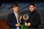 30 January 2017; Pictured are St Vincent’s Diarmuid Connolly, right, and Cuala’s Con O'Callaghan with their awards for AIB Leinster Club Footballer and Hurler of the Year as voted for by the Irish sports media. Sponsor to both the GAA and Camogie Club Championships, AIB honoured eleven club players from camogie, football and hurling at the annual AIB Provincial Club Player Awards in Croke Park. For exclusive content and behind the scenes action from the Club Championships follow AIB GAA on Twitter and Instagram @AIB_GAA and facebook.com/AIBGAA. Photo by Ramsey Cardy/Sportsfile