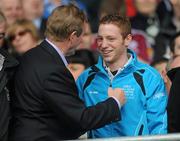26 June 2011; An Taoiseach Enda Kenny, left, meets European Boxing Championship Gold medal winner Ray Moylette at the match. Connacht GAA Football Senior Championship Semi-Final, Mayo v Galway, McHale Park, Castlebar, Co. Mayo. Picture credit: Ray Ryan / SPORTSFILE