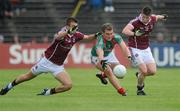 26 June 2011; Aidan O Shea, Mayo, in action against Paul Conroy and Gareth Bradshaw, right, Galway. Connacht GAA Football Senior Championship Semi-Final, Mayo v Galway, McHale Park, Castlebar, Co. Mayo. Picture credit: Ray Ryan / SPORTSFILE
