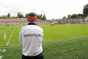 26 June 2011; Tyrone manager Mickey Harte waiting for the game to start. Ulster GAA Football Senior Championship Semi-Final, Tyrone v Donegal, St Tiernach's Park, Clones, Co. Monaghan. Picture credit: Oliver McVeigh / SPORTSFILE