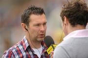26 June 2011; Former Armagh player Oisin McConville being interviewed on BBC Radio Ulster. Ulster GAA Football Senior Championship Semi-Final, Tyrone v Donegal, St Tiernach's Park, Clones, Co. Monaghan. Picture credit: Oliver McVeigh / SPORTSFILE
